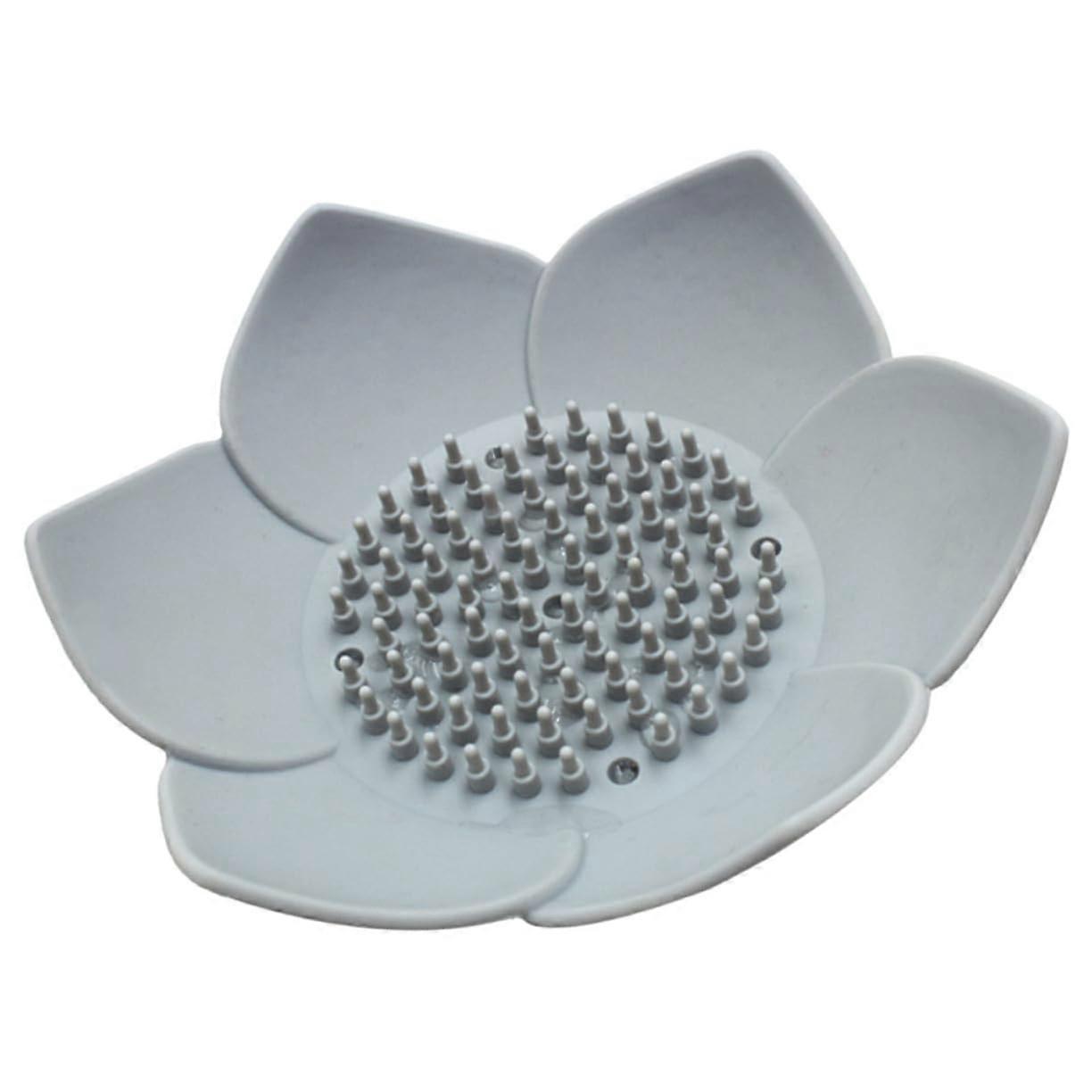 Silicone Petal Shape Soap Dish with Self Draining Non Slip Base for Bathroom Kitchen Shower