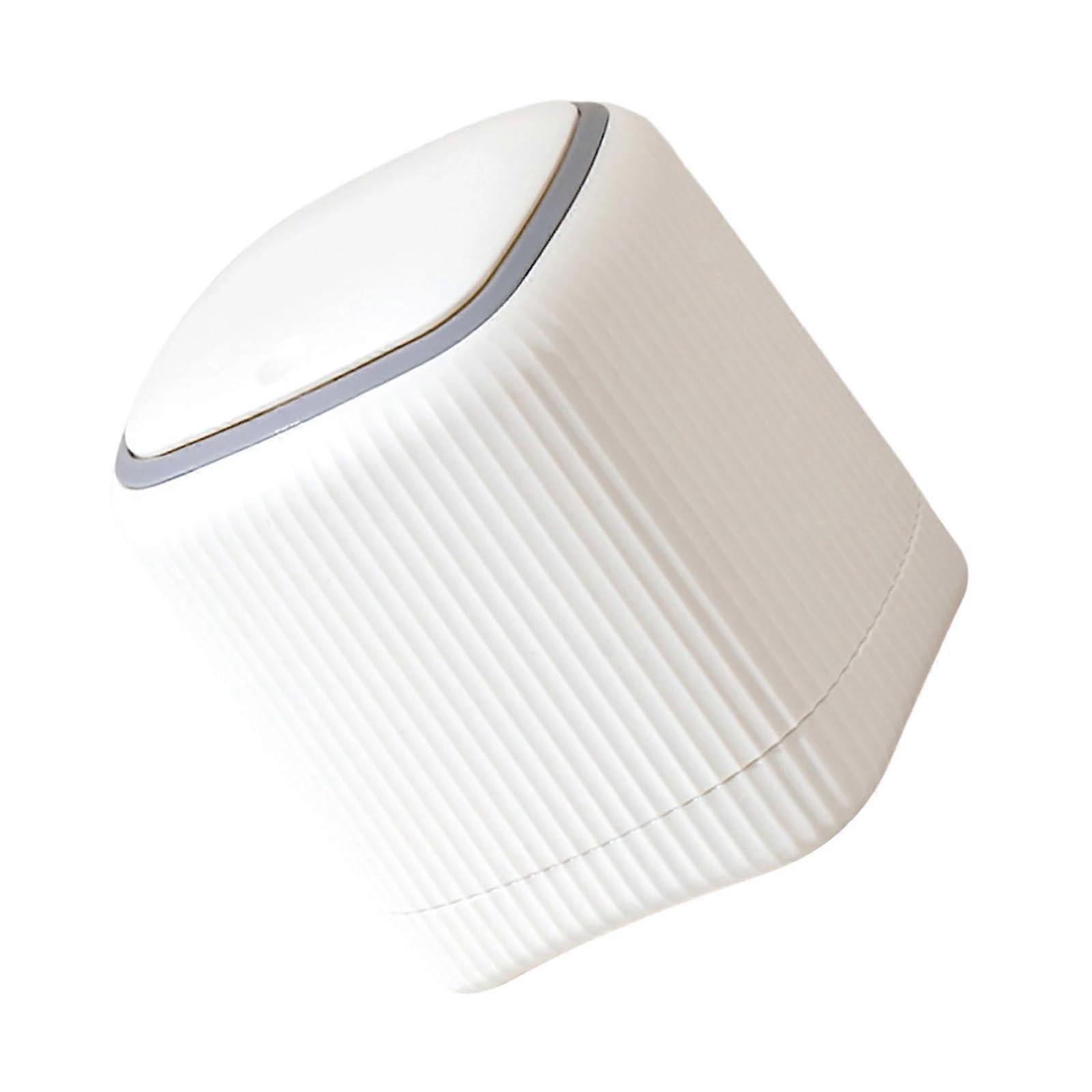 Desktop Trash Can with Odor Resistant Lid, Compact Mini Waste Bin for Office or Kitchen, White