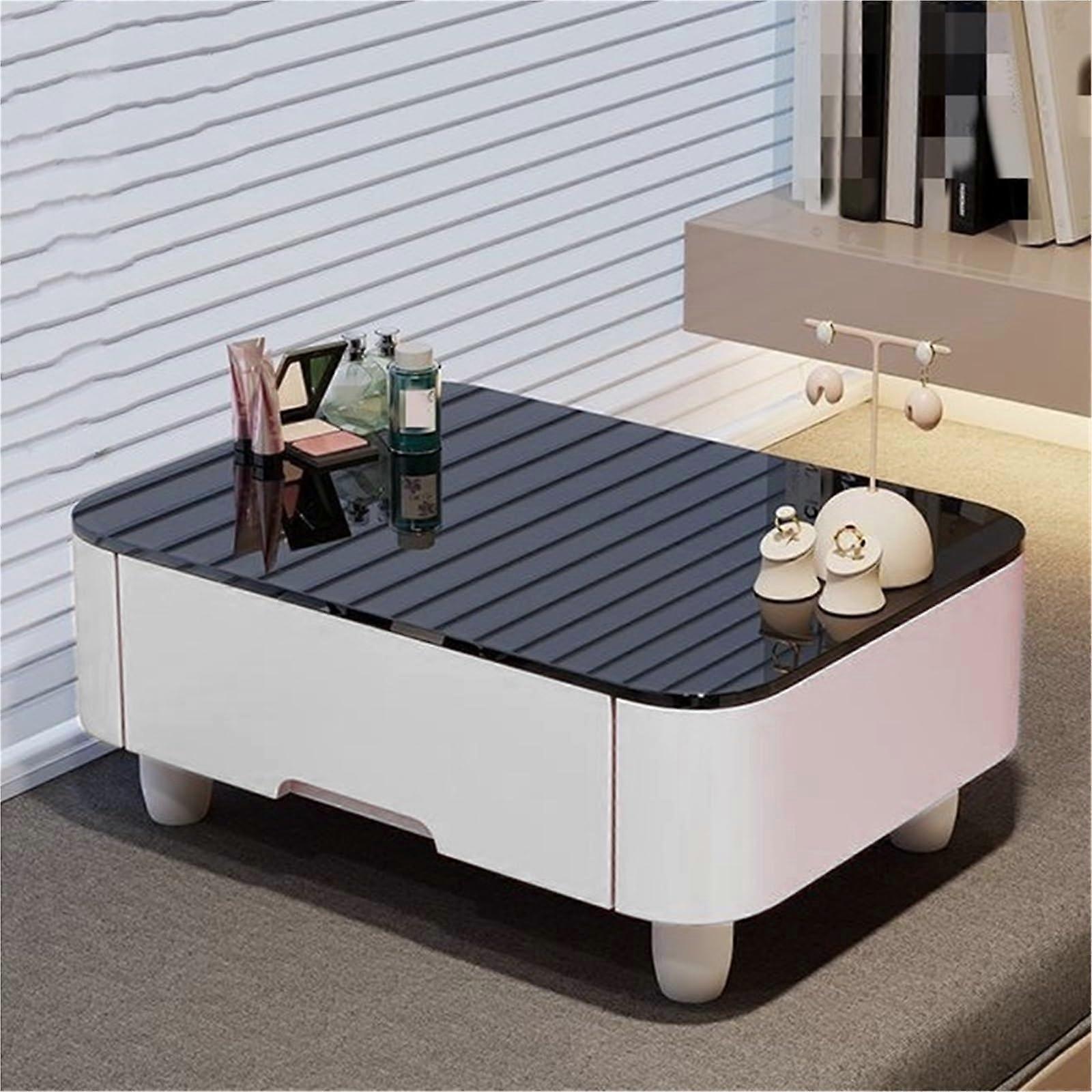 Modern White Vanity Desk with Drawer and Glass , SpaceSaving Makeup Table for Small Rooms