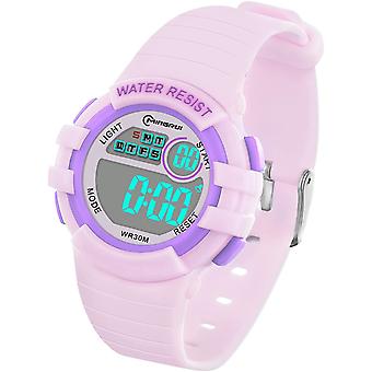 Veeki Kinder Digitaluhr Wasserdicht für Mädchen Jungen mit Wecker Stoppuhr Nachtlicht Kalender Armbanduhr Outdoor-Sport Multifunktions-Armbanduhrlicht 