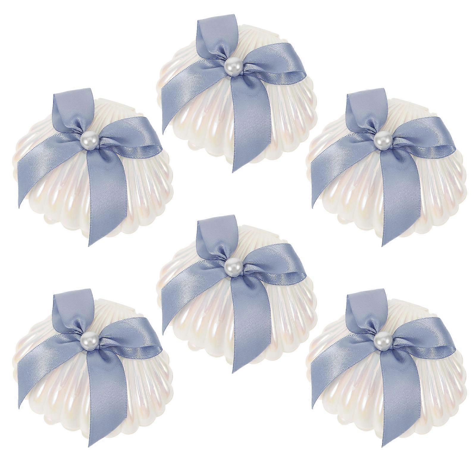 Assorted Color Seashell Candy Boxes Plastic Candy Case for Storage 6Pcs