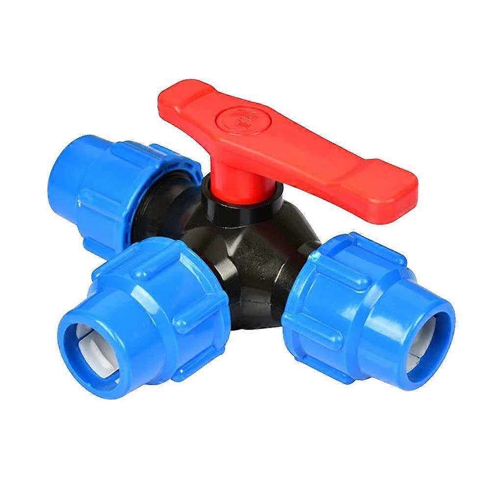 Plastic TType Ball Valve 3Way Water Pipe Connector with Switch, QuickConnect PE Fitting 2050mm