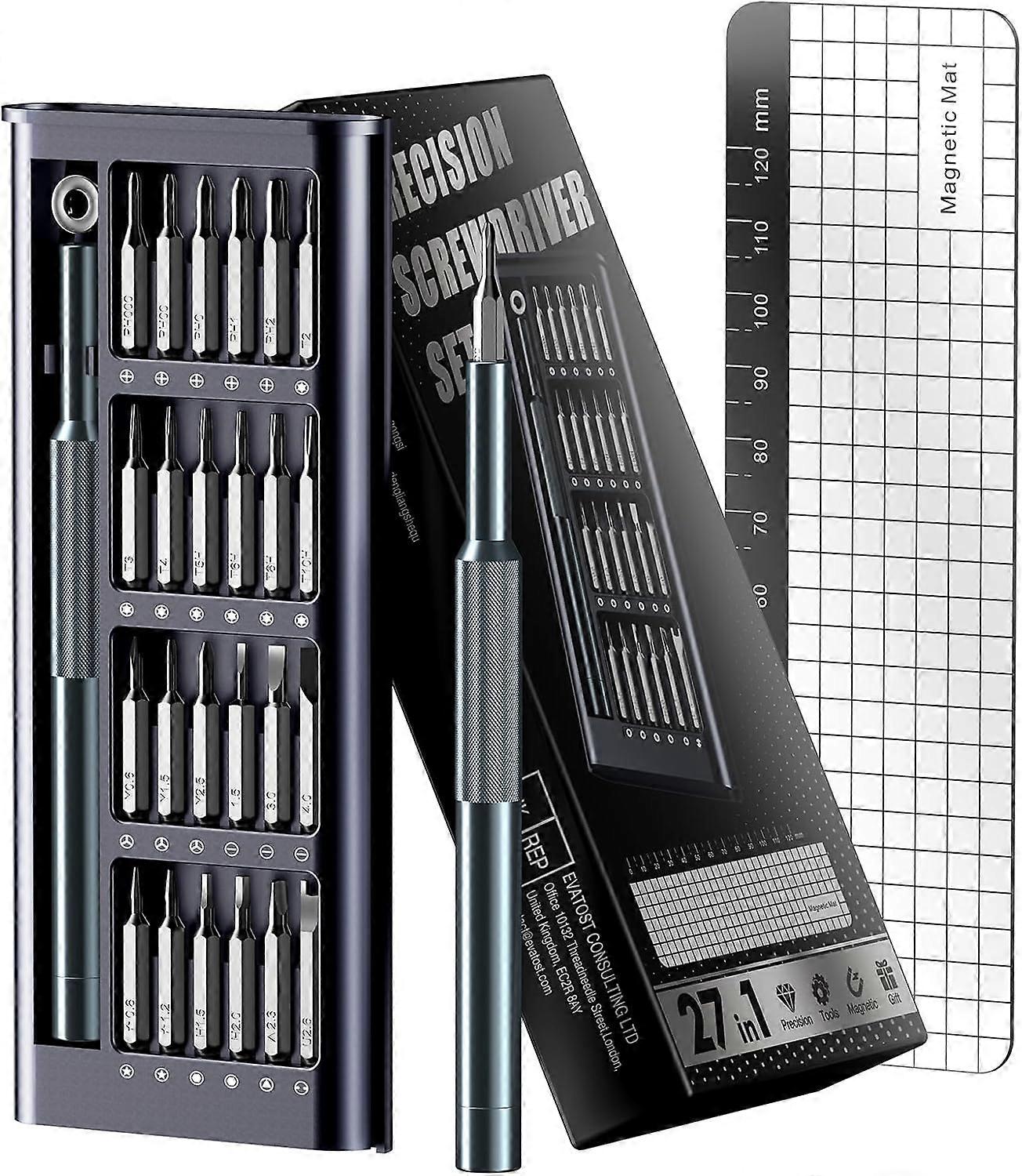 27PCS Mini Precision Screwdriver Set, Small Tools Flathead and Phillips Kit, Professional Magnetic Repair Tool for Watch, iPhone, Computer, Eyeglass