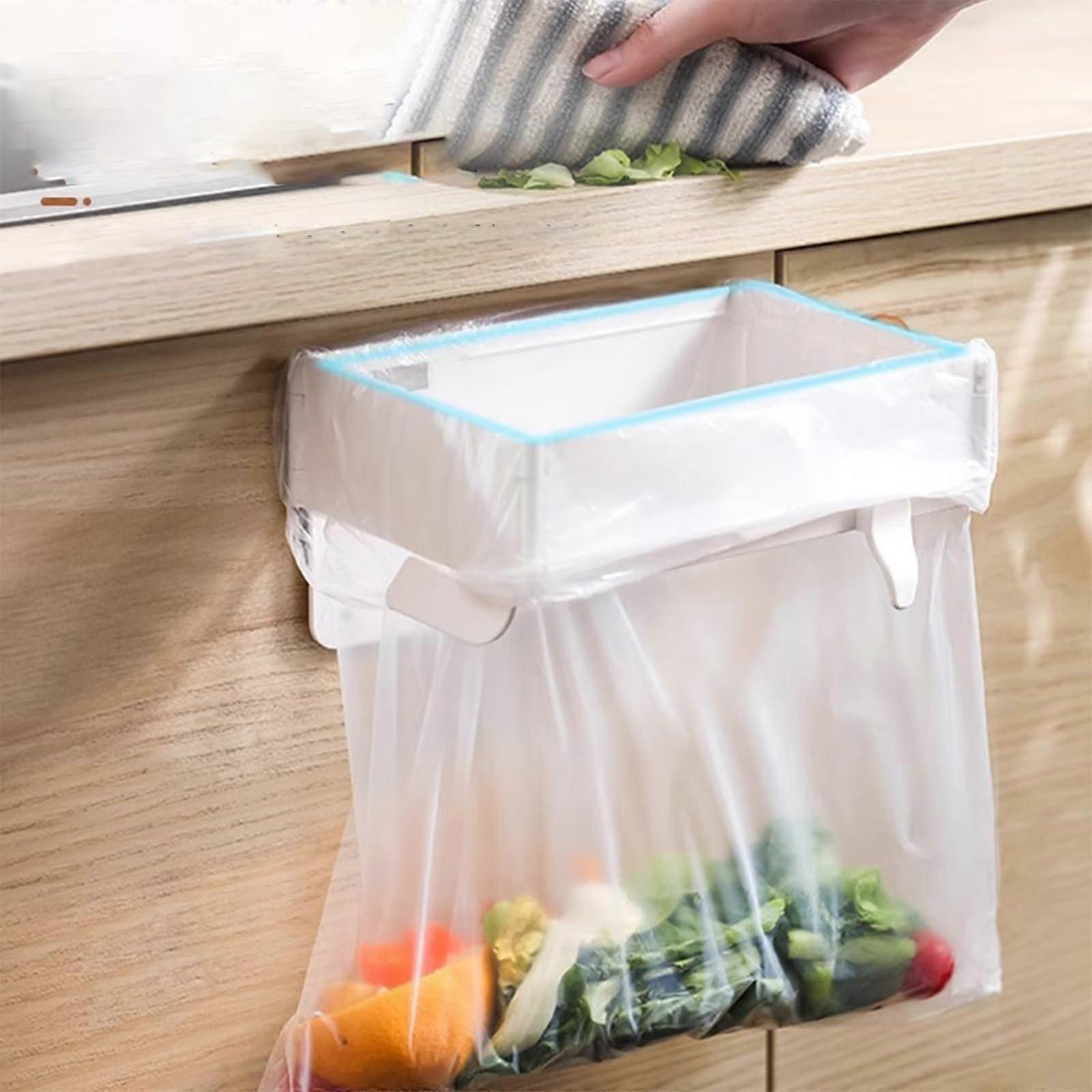 Foldable Trash Bag Holder with Large Opening, Wall Mounted Space Saving Garbage Rack Gray