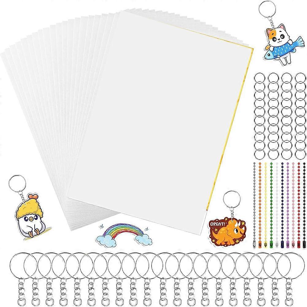 150PCS Shrinky Plastic Sheets Kit, Shrink Paper Keychain Kit