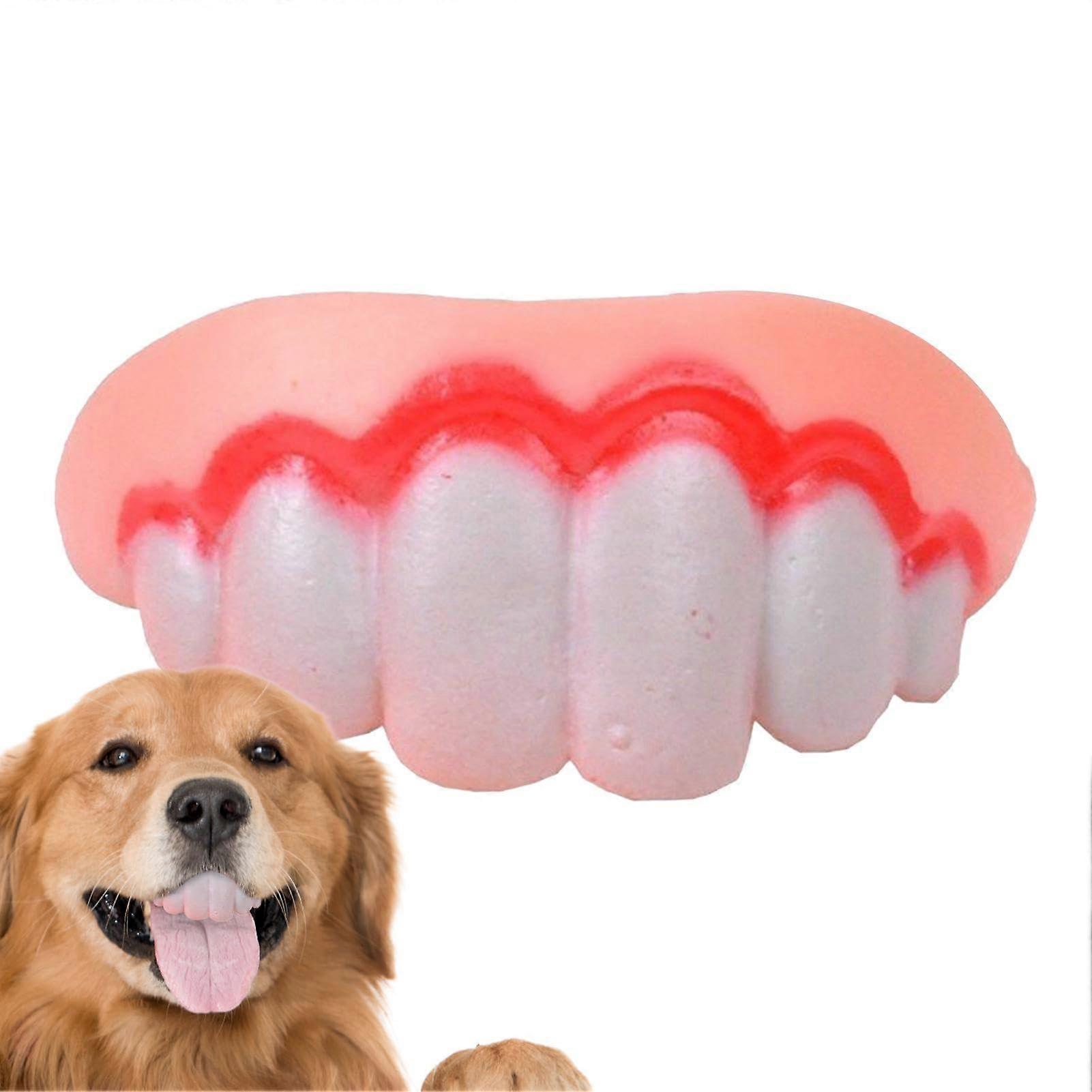 Funny Dog Teeth Toy with Humorous Denture Design, Bite Resistant Teether for Small Medium Large Dogs