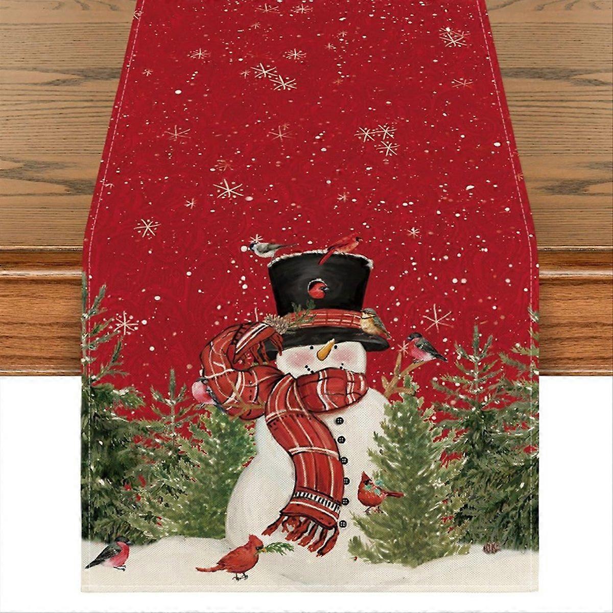 Table Runner, Winter Xmas Holiday Kitchen Dining Table Decoration