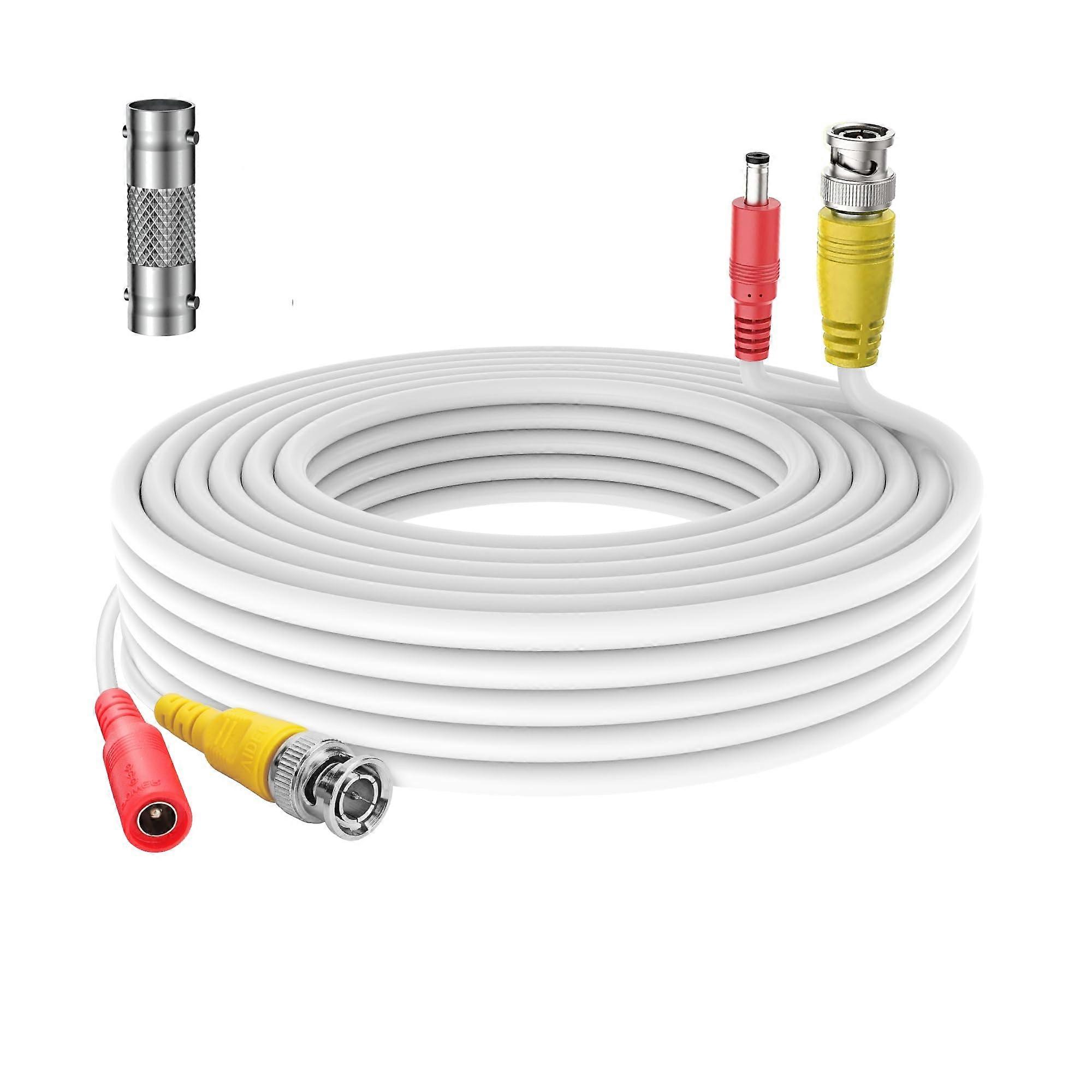 25ft White BNC Video Power Cable for Samsung CCTV Cameras