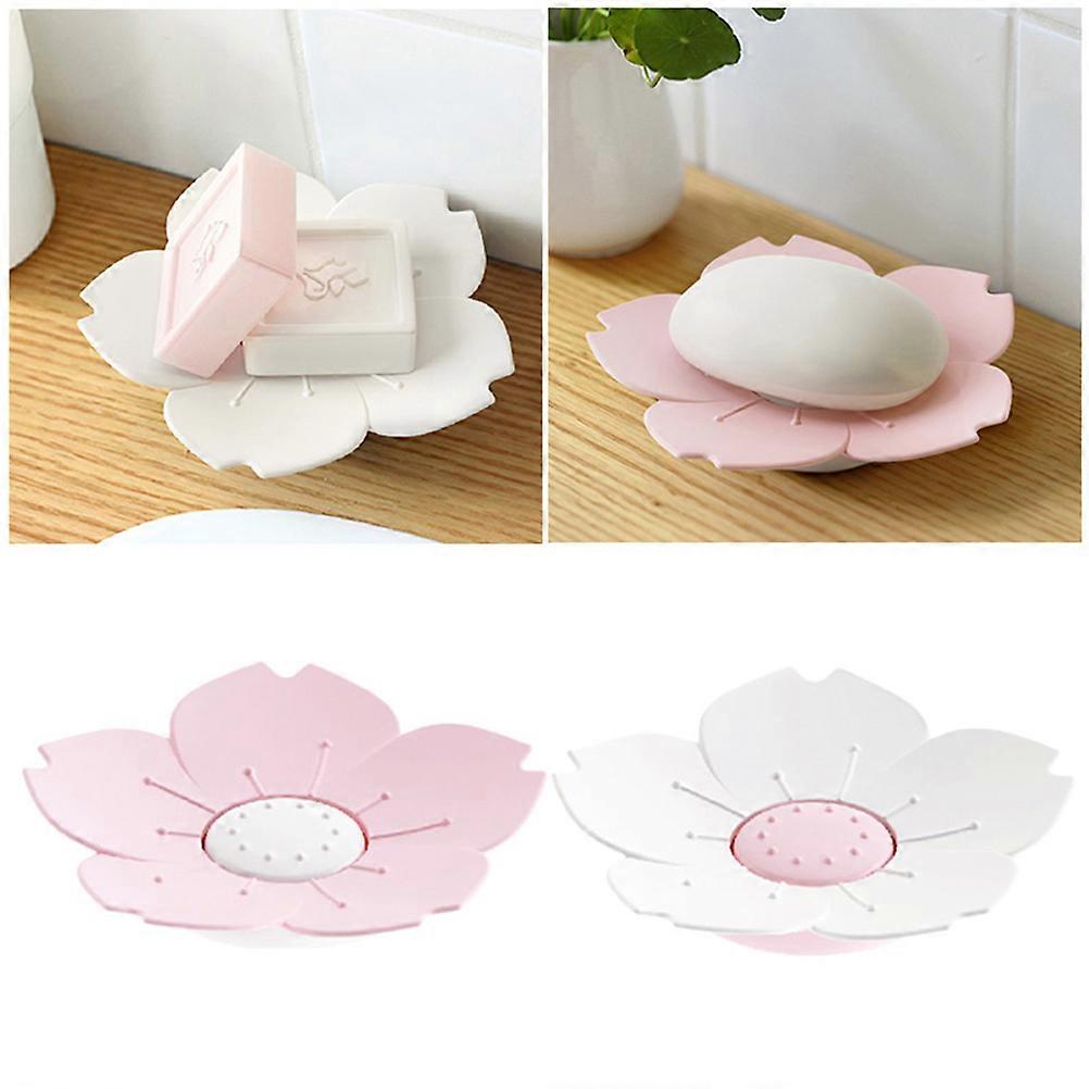 Draining Soap Dish Cherry Blossom Flower Soap Box for Home Use 2Pcs
