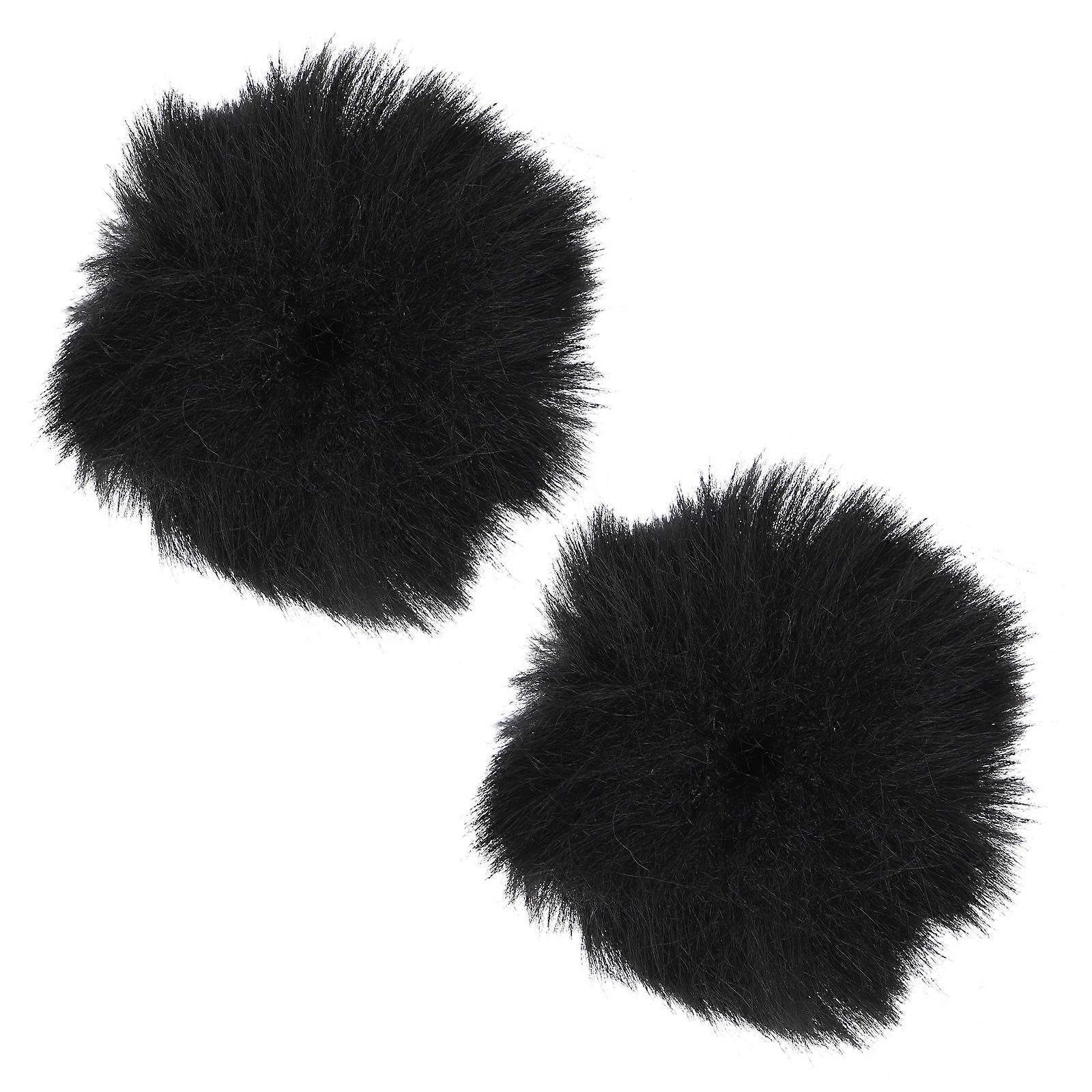 Microphone Windproof Cover for Microphone 2Pcs Black Plush Protector