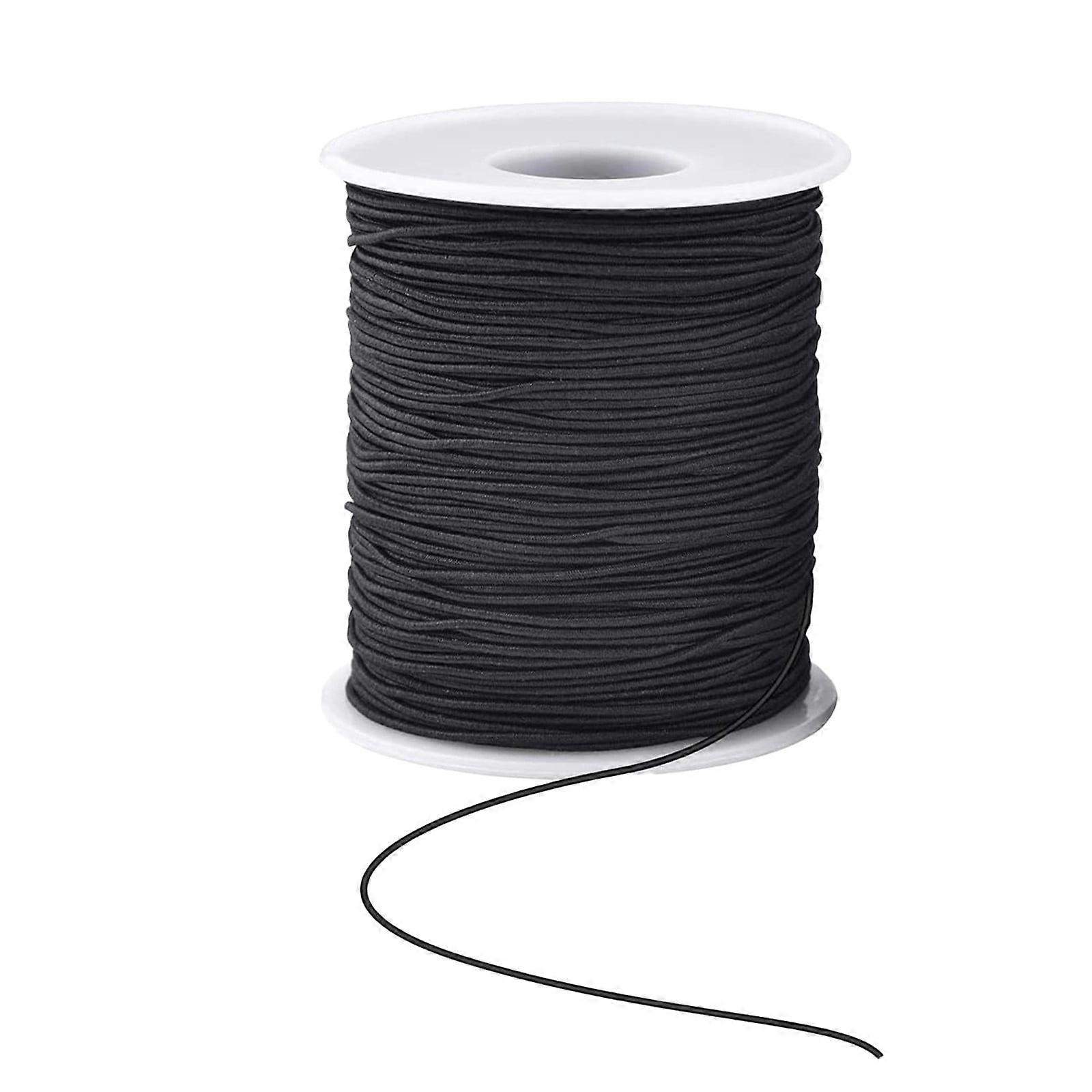 1mm Black Elastic Cord for Bracelet Making, Stretch Beading Thread, Durable & Versatile DIY String