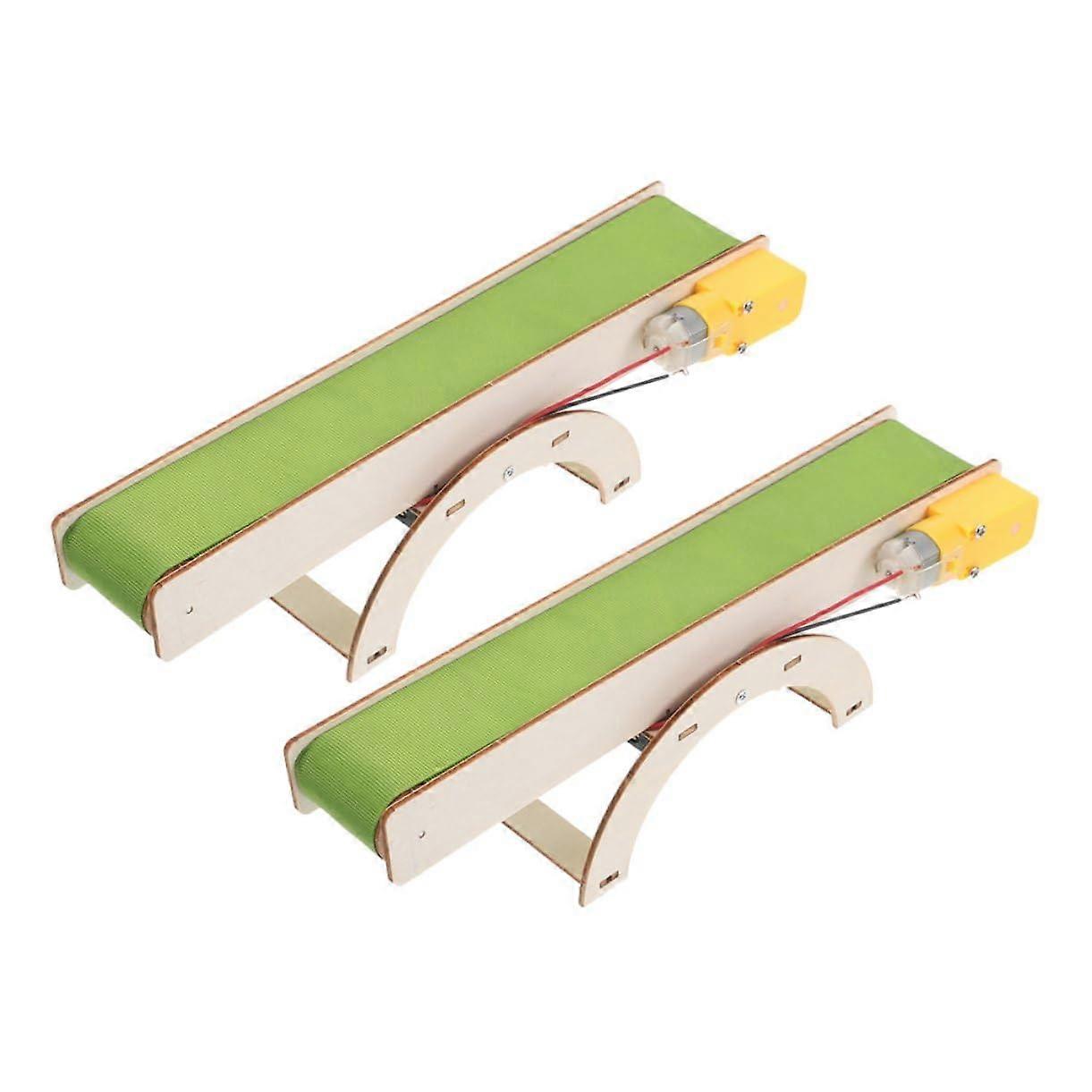 STEM Educational Science Kit 2pcs Electric Conveyor Belt Model DIY Engineering Project for Kids Learning