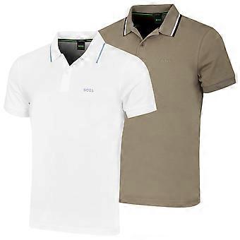 Camisa polo de golfe masculina Hugo Boss Join Paddy, modelo 2026, em algodão interlock bordado.