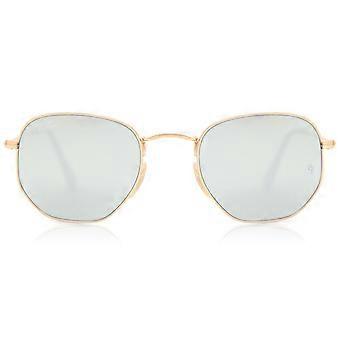 Ray-Ban RB3548N Hexagonala Metallplatta Linser 001/30 Helbågade Guld Unisex Geometriska Solglasögon UV3 Original