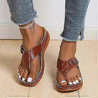 Women's Orthopedic Sandals Wedge Flip-flops Outer Beach Sandals Comfortable Shoes With Ergonomic Soles