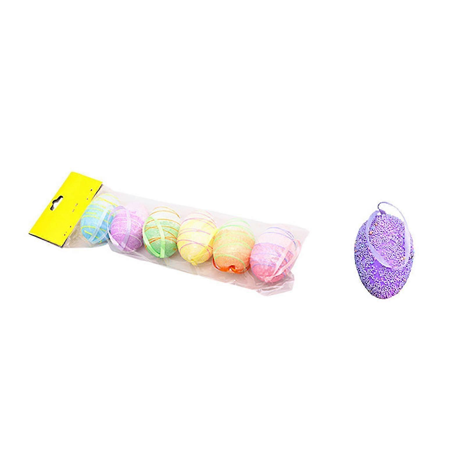 6pcs Easter Egg Decoration Diy Painted Pattern Simulation Egg Decoration Easter Party Decoration