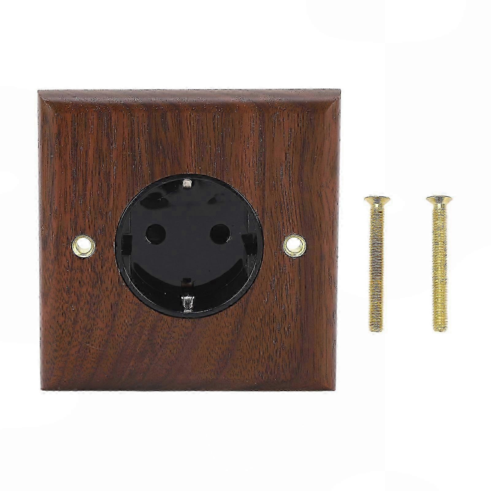Black Walnut Style Retro Wall Outlet Socket Board 16A Power Switch with Light Indicator