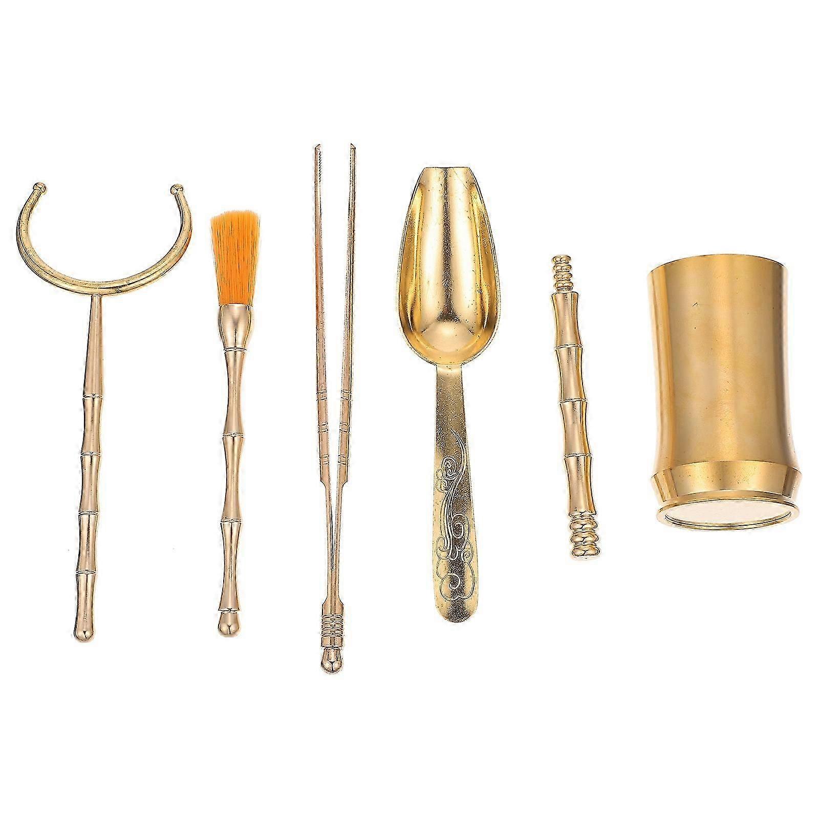 Golden Copper Tea Ceremony Storage Bottles 5Pcs Set