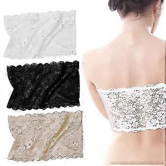 3 Pcs Women's Seamless Stretchy Lace Tube Top Bra, Strapless Bandeau Bra, Comfortable Chest Wrap for Daily Wear