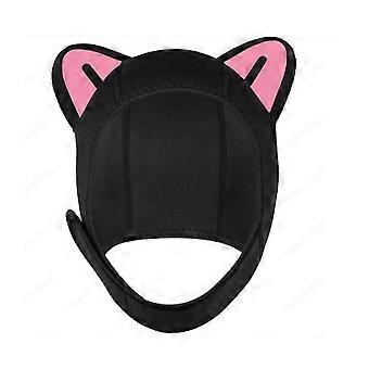 Cat Ears Scuba Diving Hood Cap Lovely Surfing Cap for Sailing Kayaking Canoe black white ear Sxx