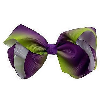 6 pieces ribbed hair clips with iridescent bows