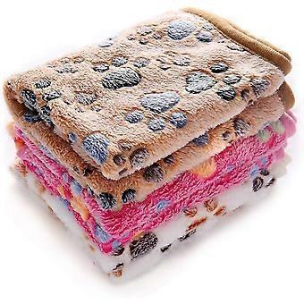 1 Pack 3 Blankets Super Soft Fluffy Premium Fleece Pet Blanket Flannel Throw for Dog Puppy Cat Paw Brown/Pink/White Large(41x31 inch)