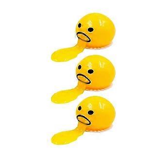 Puking Ball - 3 stk Tiktok Motbydelig oppkast eggeplomme ball leketøy, Squishy Puking Egg Gul Stress Ball, Rund oppkast og suging