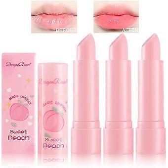Honey Peach Color Changing Lip Balm 3 Pack, Temperature Activated Tint, Long Lasting Moisture