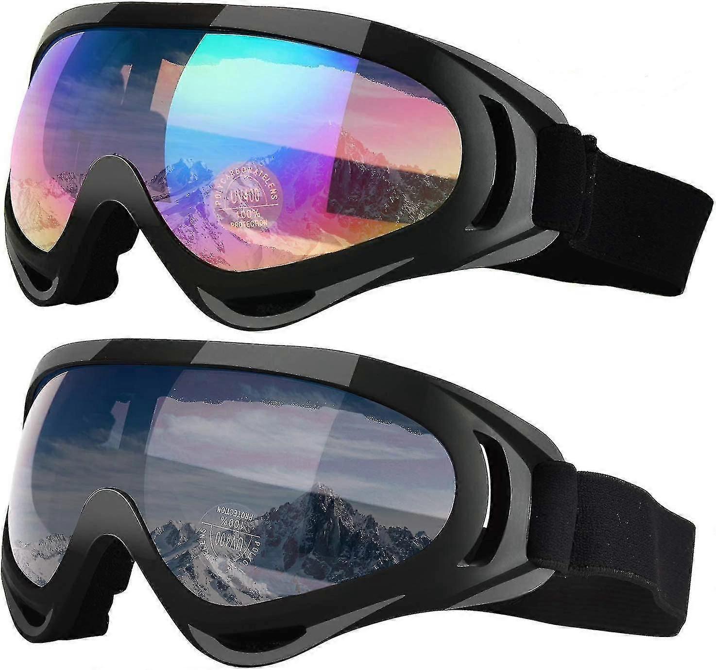 Maschere da sci, 2 Pack Sci Snowboard Occhiali per Bambini Uomini Donne
