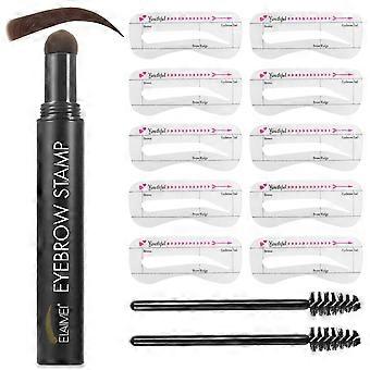 Waterproof Eyebrow Powder Stencils Kit, Long-Lasting Shaping Makeup Set with Brush, 3 Colors for Travel