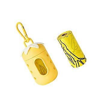 Dog Poop Bag Dispenser for Dog Walk Cleanups, Clip On PVC Waste Bag Holder with Refillable Case and 15 Bags Included  Yellow
