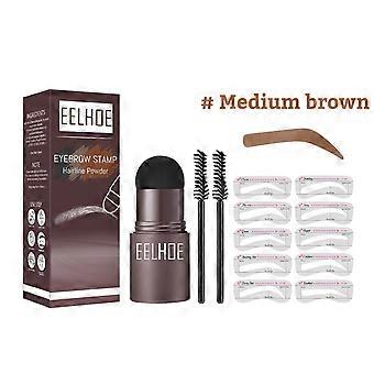 EELHOE Eyebrow Print Mold Eyebrow Drawing (Medium Brown Set) Lazy Eyebrow Filling Makeup Eyebrow Cake Waterproof Hairline Powder