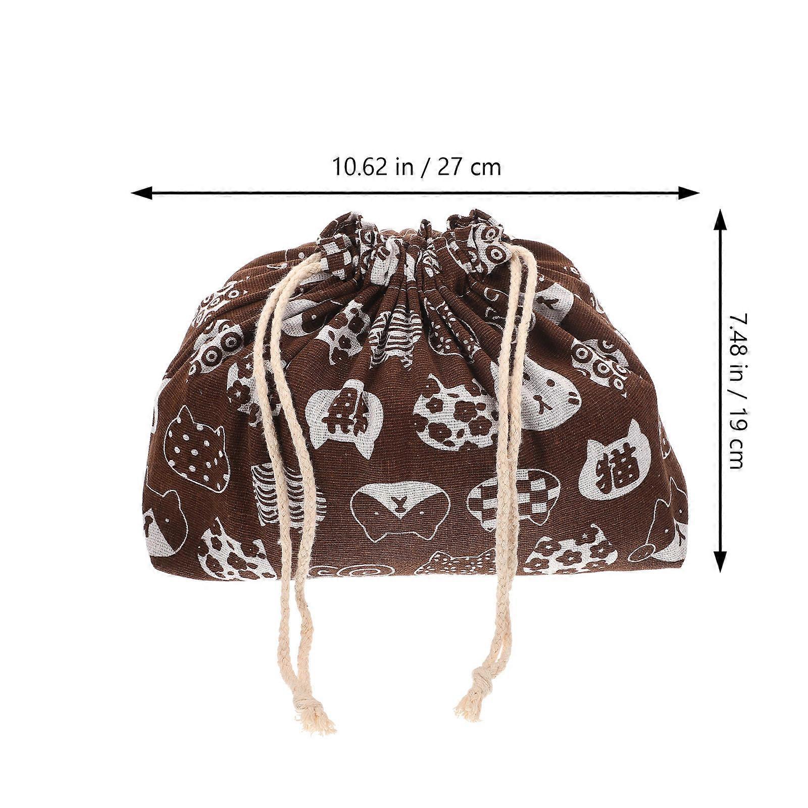 Drawstring Lunch Bag Cotton Linen Portable Storage Bag