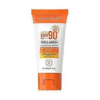 Collagen Sunscreen SPF 90 PA+++, Long Lasting 24-Hr Sun Protection Sunblock Face Moisturiser, UV Ultra High Protection for Outdoor, Waterproof & Non-G