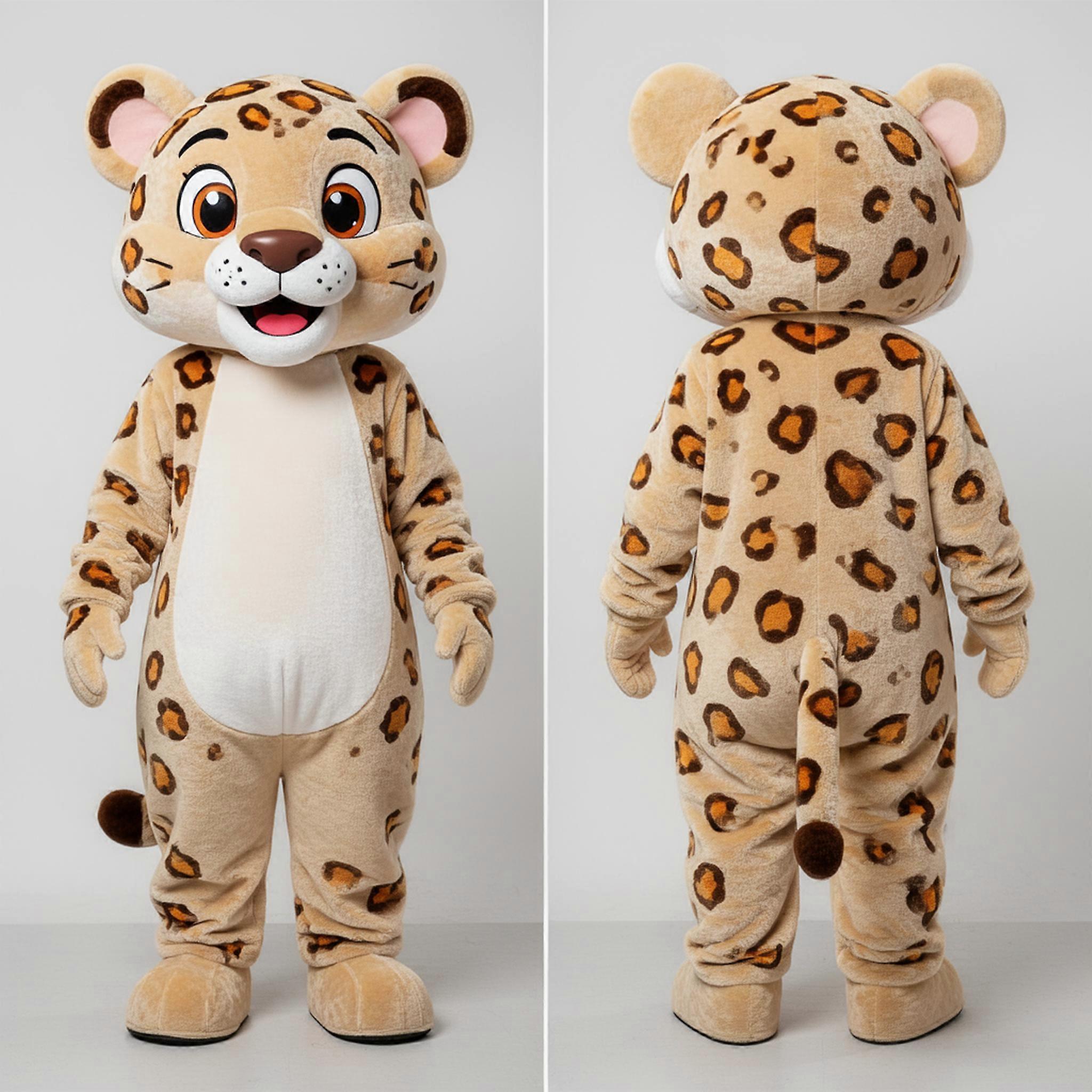 MASTICOT Golden Beige Spotted Leopard Mascot