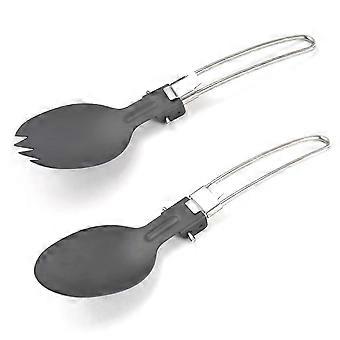 Outdoor Goods Aluminum Foldable Spoon and Spork Folding Camping Utensils Set compatible with Camping Hiking