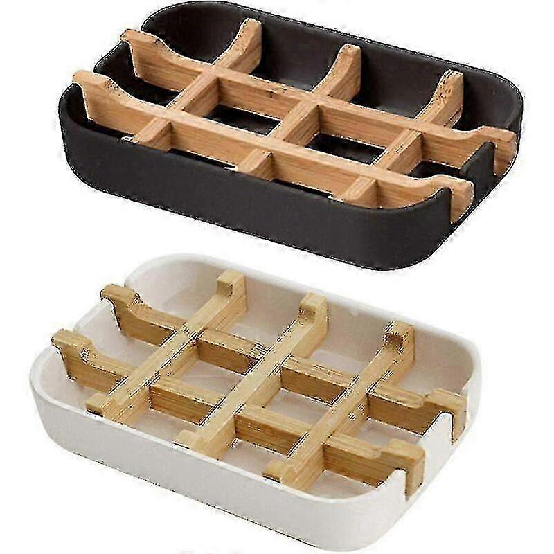 Detachable Grid Bamboo Soap Dish
