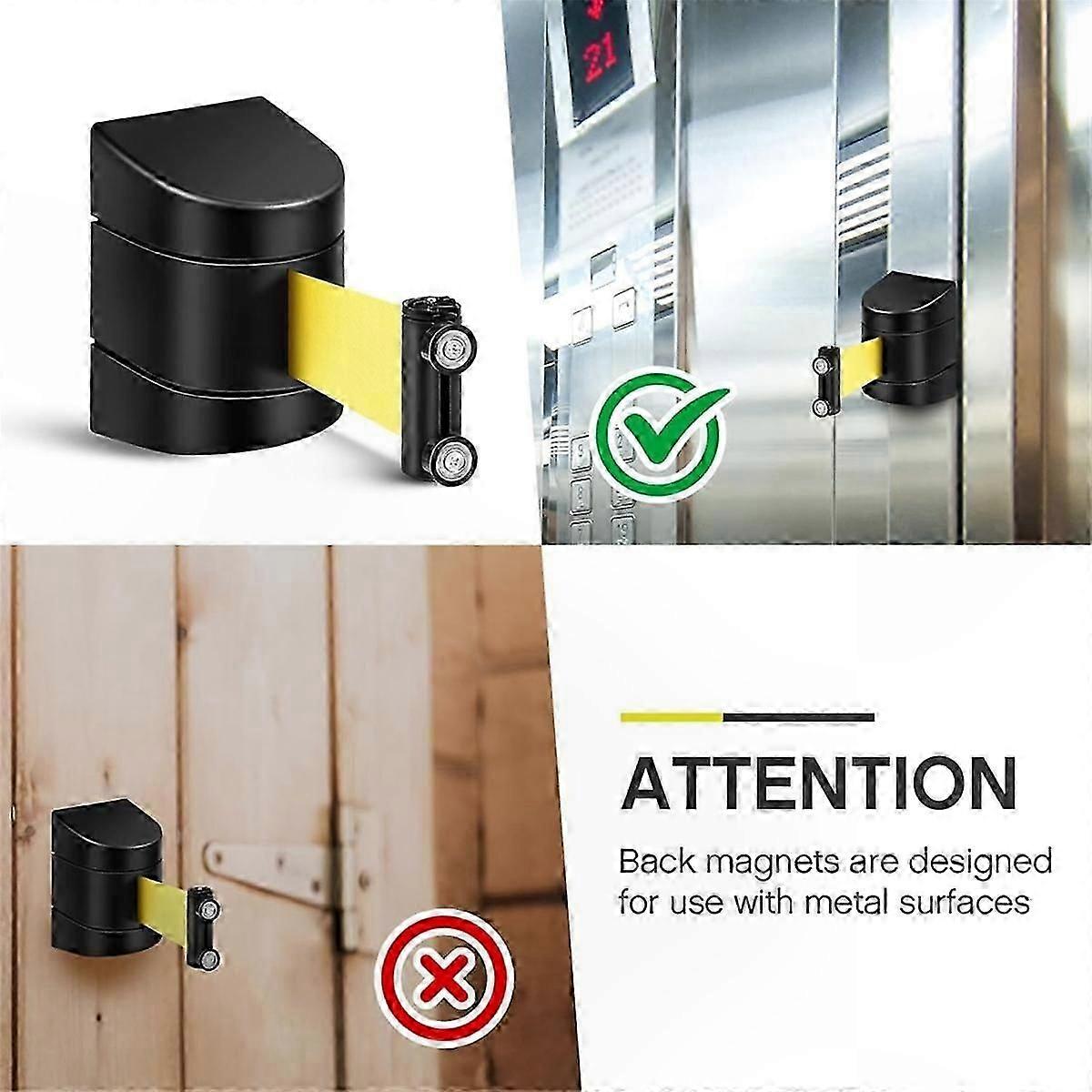 Retractable Wall Barrier with Magnetic Function, 16.4Ft Length, Wall Mount Safety Crowd Control Solution