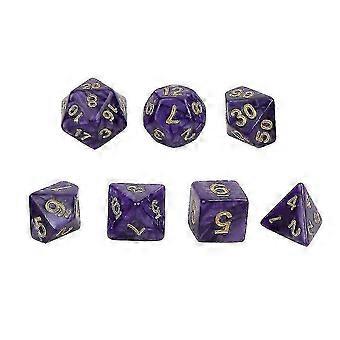 Multi Side Board Game Dice Set - 7PCs, Acrylic, Purple with Pearl Stripe Design