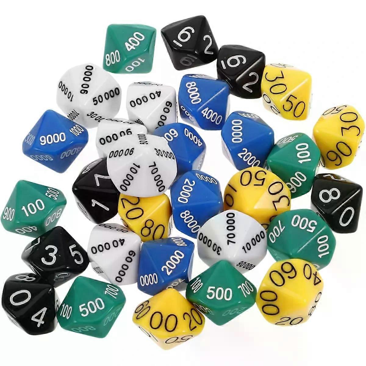 30pcs Polyhedral Gaming Dice Plastic Game Props for Parties