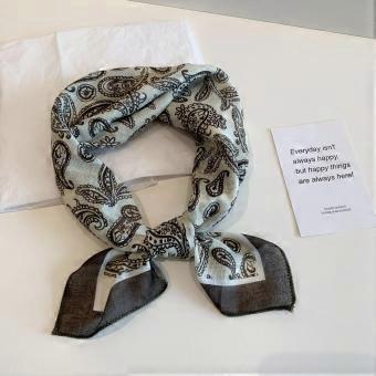 Japanese light retro literary and artistic stacking Mori cashew nut small square scarf commuting silk scarf scarf headscarf cotton and linen scarf Kor