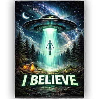 I Believe Alien UFO - Sci-Fi Space - Extra-terrestrial Abduct Jigsaw Puzzle Brain Teaser