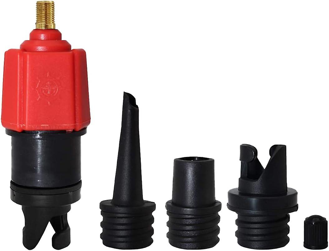 Air Valve Converter Sup Inflatable Pump Multifunction Valve Adapter With 4 Nozzles Red,paddle Board Pump Adaptor For Outdoor1set