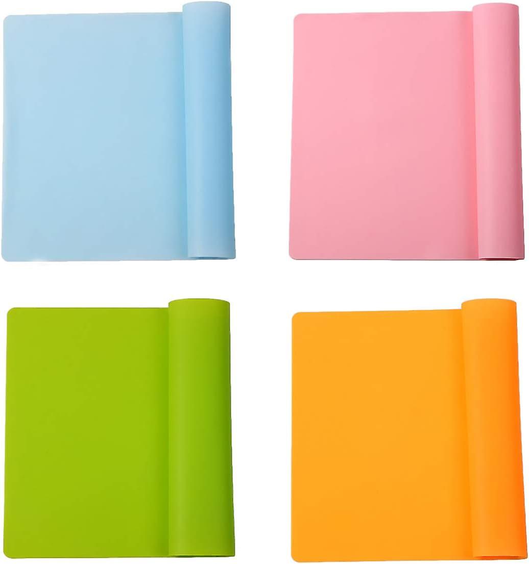 Set mit 4 wiederverwendbaren Silikon-Tischsets, rutschfeste Silikon-Tischsets für Kinder, Wärmeisolierung, Gebäck, Rollteig, leicht zu reinigen (4 Farben)