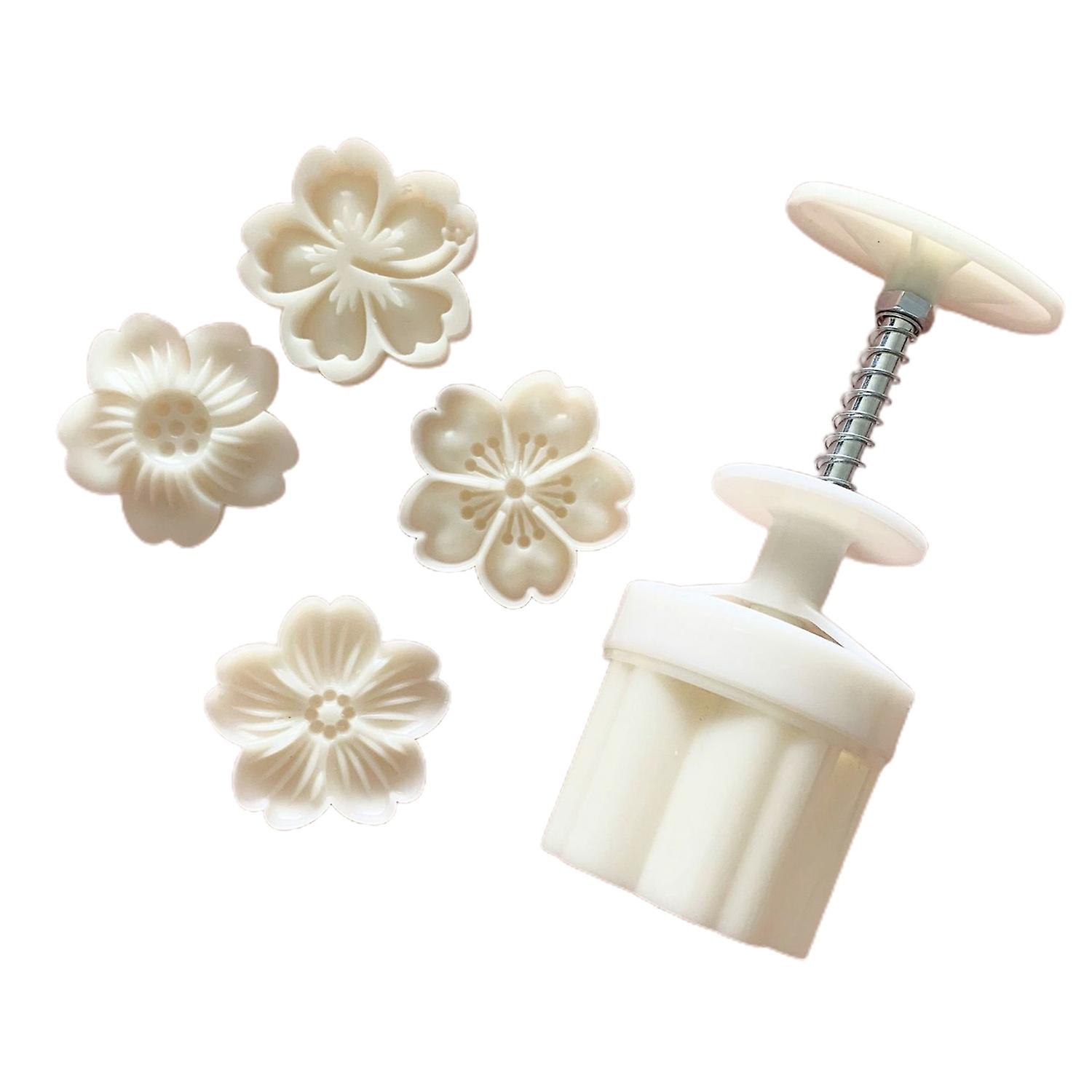 Mooncake Mold Cherry Blossom Flower Hand Press 3D Cherry Sakura Stamp Pastry Mould for Mid-autumn Fe