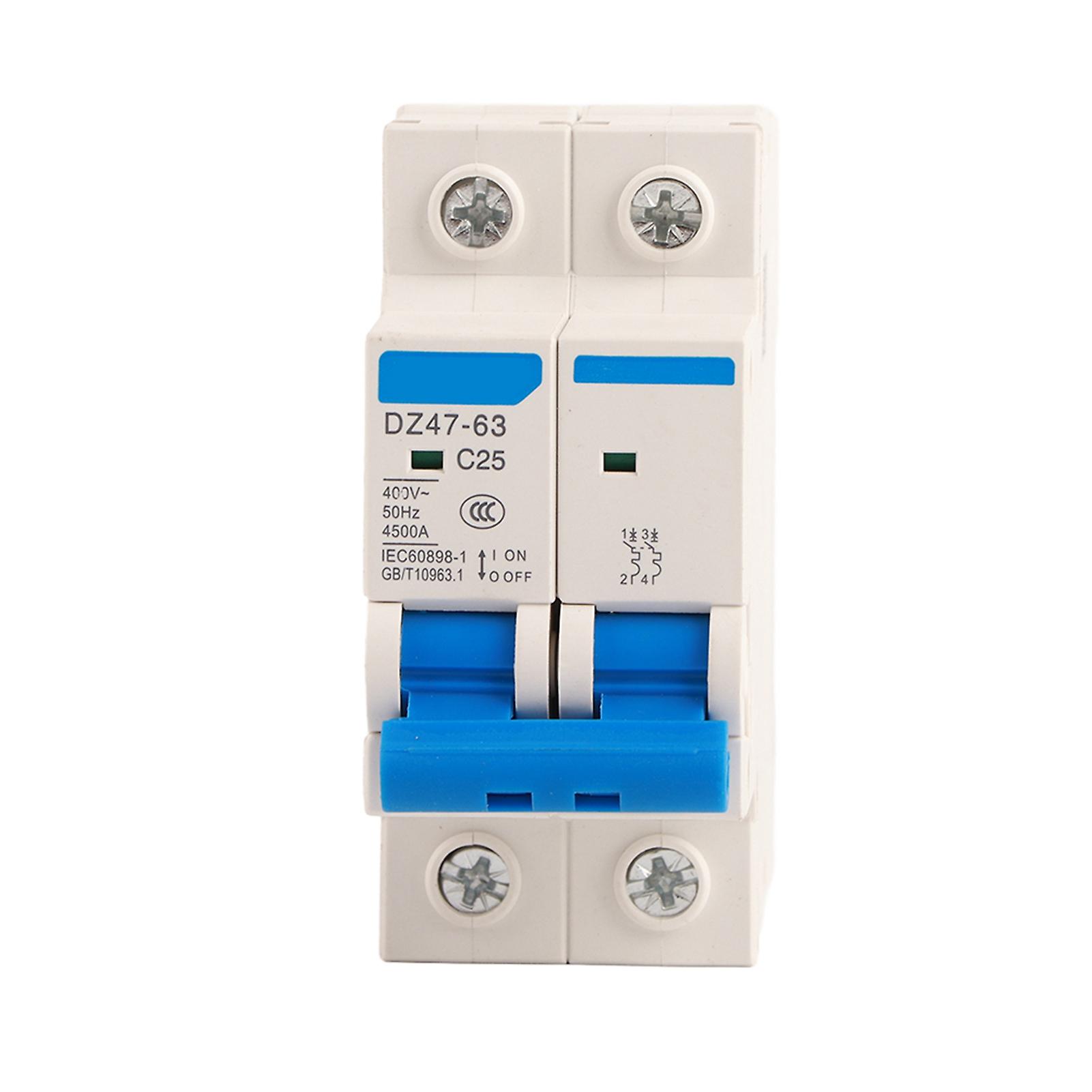 Ouitble 2 P Circuit Breaker Miniature Circuit Breaker 2P, Air Switch 400VAC 25A