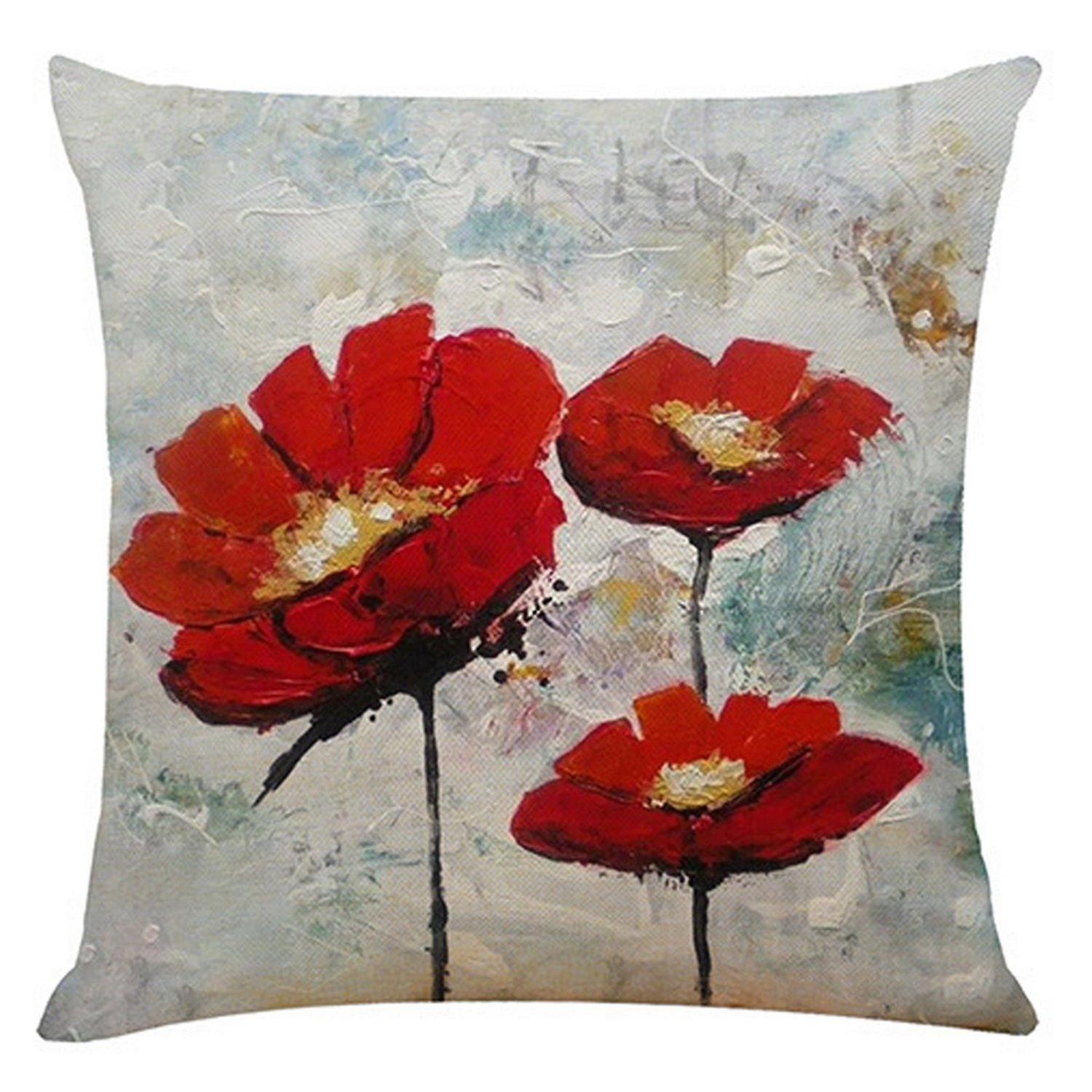 Pillow Cover Floral Design Washable Easy to Install Flower Pattern Sofa Couch Throw Pillow Case Deco