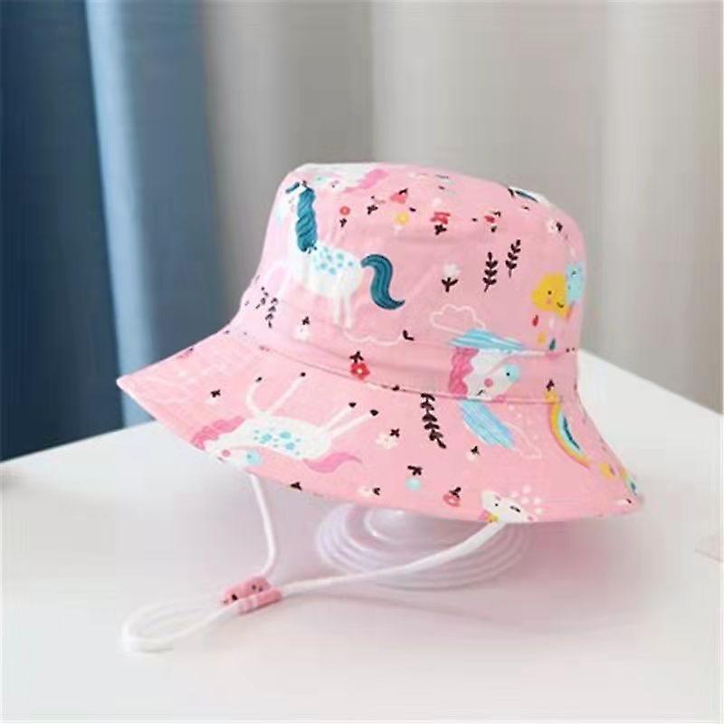 Toddler Sun Hat Cute Print Summer Beach Hat with Adjustable Chinstrap for Kids 52cm 2-5 Years Old