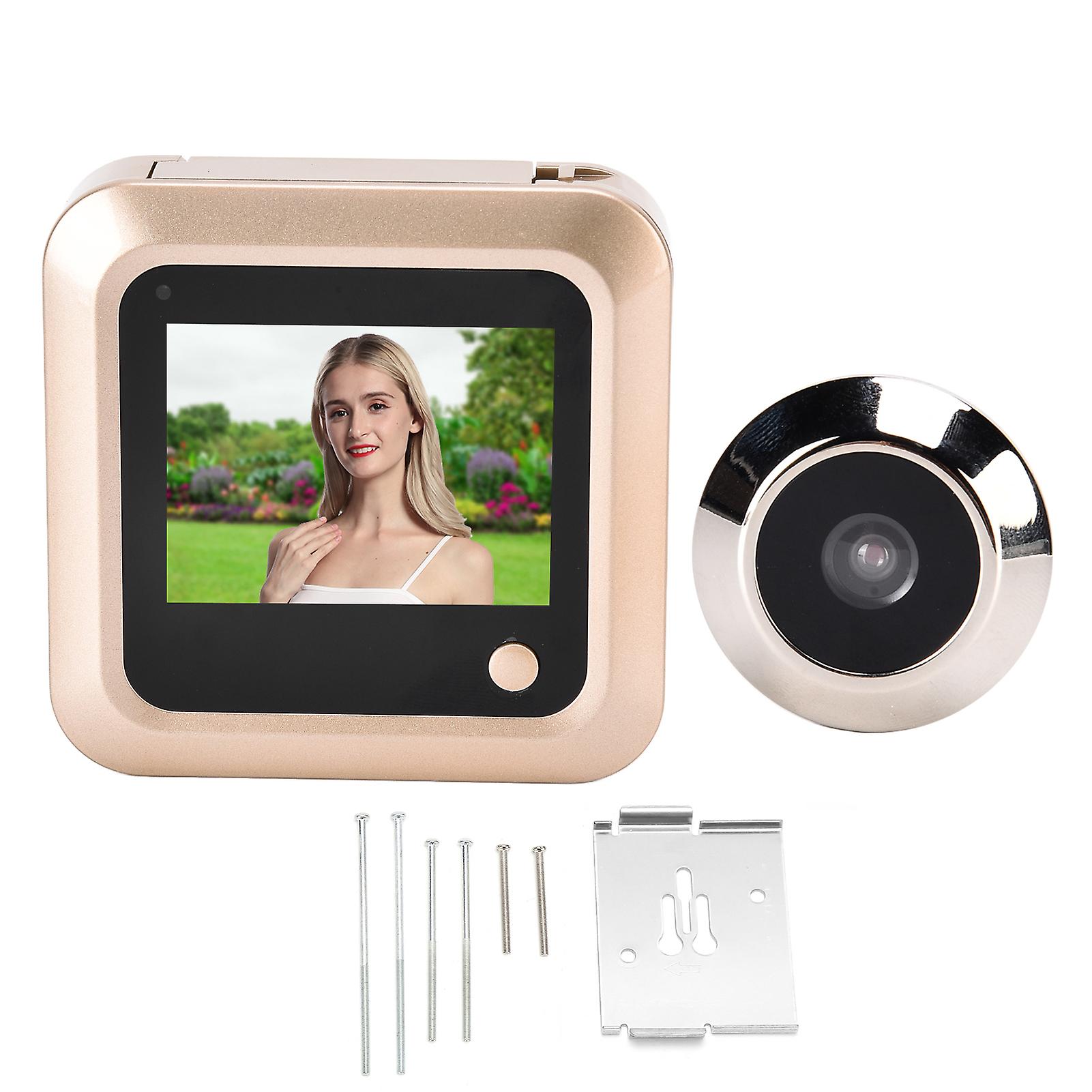 2.4 inch Wired Video Doorbell 145° Wide Angle HD Anti-Theft Gold Color for Home