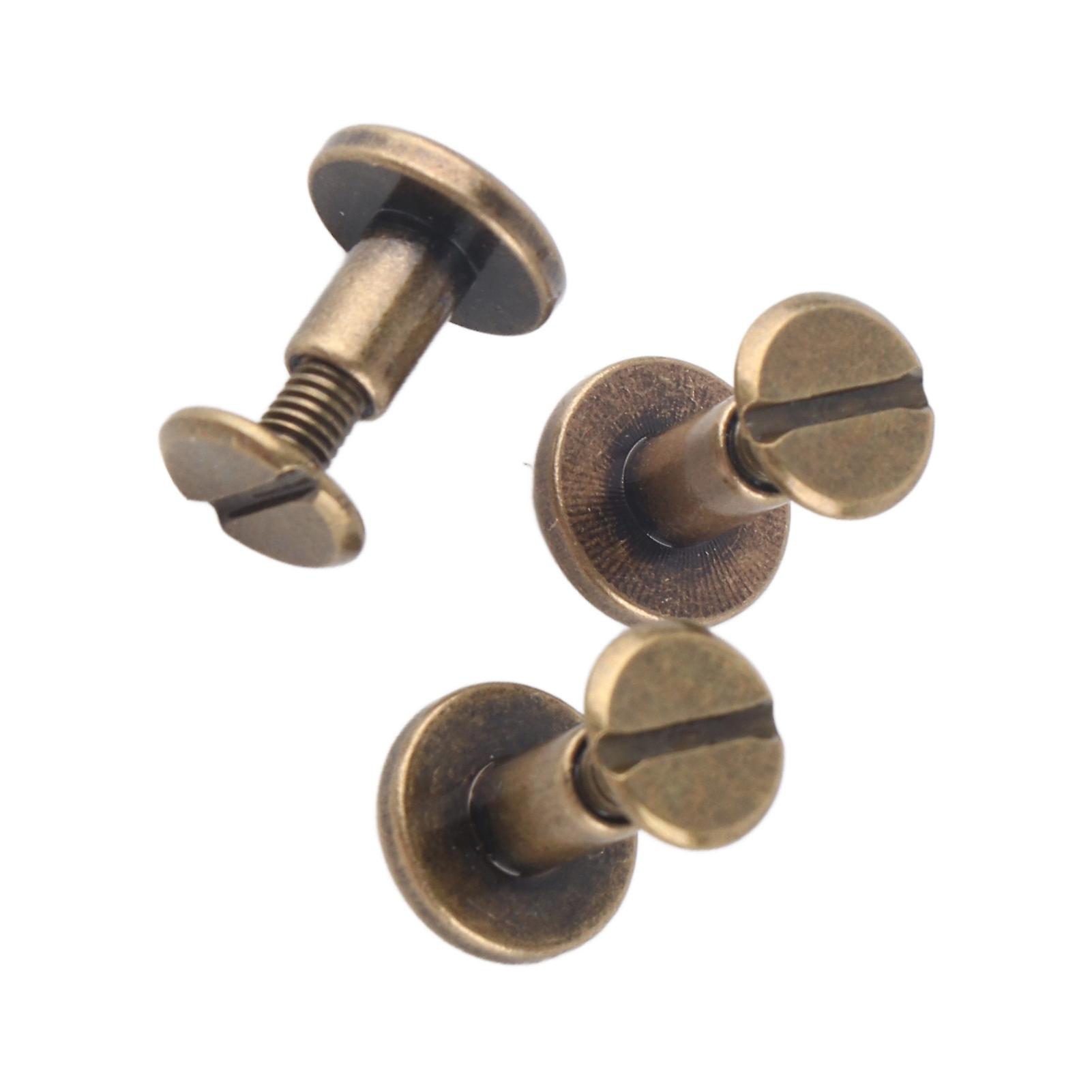 20pcs Flat Head Copper Brass Screws Nuts Nails Rivets Leather Cap Accessory (8mm)